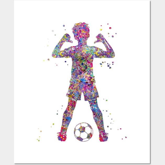 Boy Soccer Player Wall Art by RosaliArt